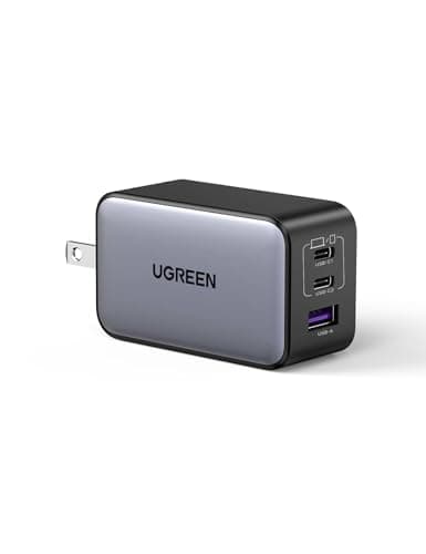 UGREEN Nexode 65W 急速 充電器 Type-C 3ポート【USB-C *2とUSB-A*1】PD3.0 PPS GaNII 折り畳み式 iphone17/16/15/MacBook/iPad/Galaxy/Android/PC/45w/30w対応 PSE適合 [ブラック]