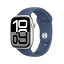 Apple Watch Series 10(GPS + Cellularモデル)- 46mmシルバーアルミニウムケースとデニムスポーツバンド - M/Lを組み合わせたスマートウォッチ。フィットネストラッカー、血中酸素ウェルネスアプ リと心電図アプリ、常時表示 Retina ディスプレイ、耐水性能