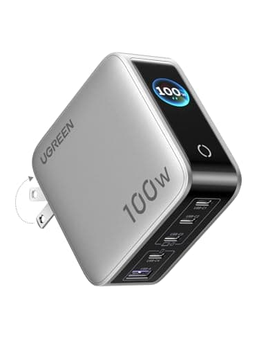 UGREEN 100W PD 充電器 5ポート(USB-C*4+USB-A*1) 【タッチ操作対応のモニター搭載/アニメーション絵文字/リアルタイム表示機能】PD/PPS/QC4+/SCP規格対応 MacBook Air/iPad Pro/iphone17-8シリーズ/Galaxy/Xperia/Pixel対応 PSE認証済 折りたたみ式プラグ