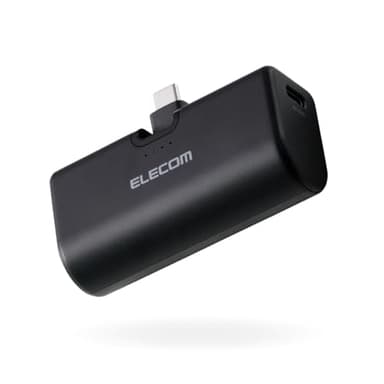 エレコム モバイルバッテリー 5000mAh 22.5W 軽量 小型 タイプC 直挿し USB-C一体型 スイング式コネクタ ケーブルいらずで挿すだけ充電 【 iPhone16/iPad 第10世代/Google Pixel9 対応】 ブラック EC-C28LBK