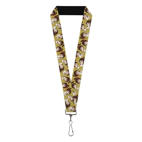 バックルダウン Crunchyroll ランヤード、ヘルズパラダイス ちびサギリソードポーズ スキャッター ゴールデンイエロー、伸縮性