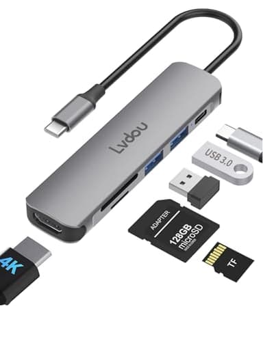 2026高機能版 USB C ハブ 6-in-1 Lvdou アダプタ｜100W PD充電対応・4K 60Hz HDMI・MicroSD/SDカードリーダー搭載｜MacBook Pro/Air, iPad Pro, iPhone 15/16, Surface Pro, Switch2/Switch, Galaxy Book, Chromebook対応 ノートPC/タブレット用