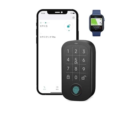 キャンディハウス(Candy House) CANDY HOUSEスマートロック スマートキー 暗証番号 指紋認証パッド ICカードリーダー SESAME TOUCH PRO セサミタッチプロ Suica PASMO対応 Apple watch Felica MIFAIR モバイルSuica 工事不要 取付カンタン 防犯対策