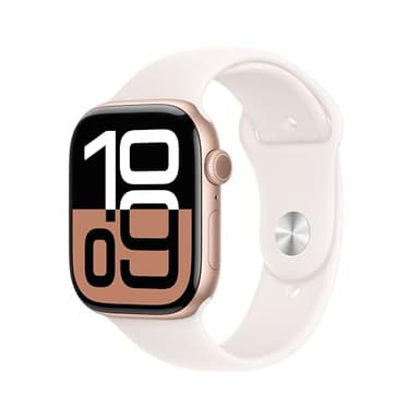 Apple Watch Series 10(GPS + Cellularモデル)- 46mmローズゴールドアルミニウムケースとライトブラッシュスポーツバンド - S/Mを組み合わせたスマートウォッチ。フィットネストラッカー、血中酸素ウェ ルネスアプリと心電図アプリ、常時表示 Retina ディスプレイ、耐水性能