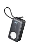 Anker MagGo Power Bank (10000mAh, 35W, For Apple Watch) (モバイルバッテリー 10000mAh 35W出力 大容量 LEDディスプレイ USB-Cケーブル内蔵 一体型 同時充電)【USB PD/PowerIQ搭載/PSE技術基準適合】Phone 17 / 16 / 15 Android MacBook Air その他各種機器対応 (ブラック)