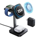 ESR 3in1 充電器 Qi2.2認証25W magsafe充電器（CryoBoost冷却ファン搭載） 冷却ワイヤレス充電器 iPhone 17/16（ iOS 26バージョン以降）15/14/13/12シリーズ AirPods Apple Watch対応 ブラック