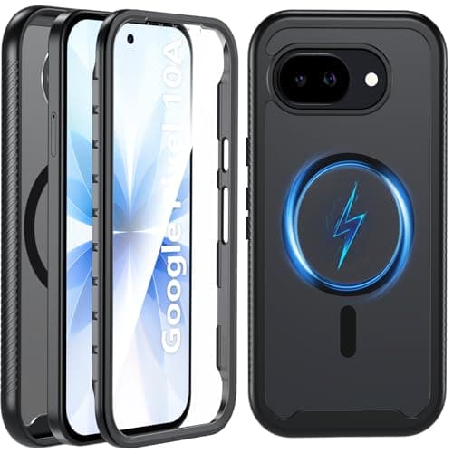 Fin2feel For Google Pixel 10a ケース【MagSafe対応】9H強化両面ガラス マット半透明 黄ばみなし 指紋防止 耐衝撃 滑り止め グーグルピクセル10a ワイヤレス充電 ぐーくるぴくせる10a カバー6.3インチ(ブラック)
