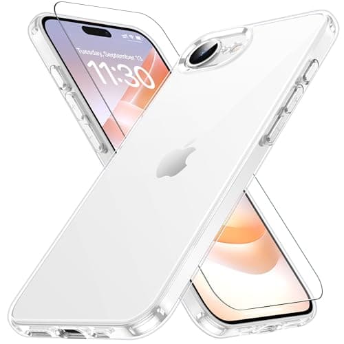 iPhone 17e 用 ケース クリア ガラスフィルム付き 耐衝撃 アイフォン 17e 用 ケース 米軍MIL規格 耐久性 iPhone17E用 黄ばみ防止 アイホン17e 用 スマホカバー ワイヤレス充電対応 あいほん17e 用 スマホケース SGS認証 あいふぉん 17e 用 カバー 6.1インチ 透明 ストラップホール付き gogorelax