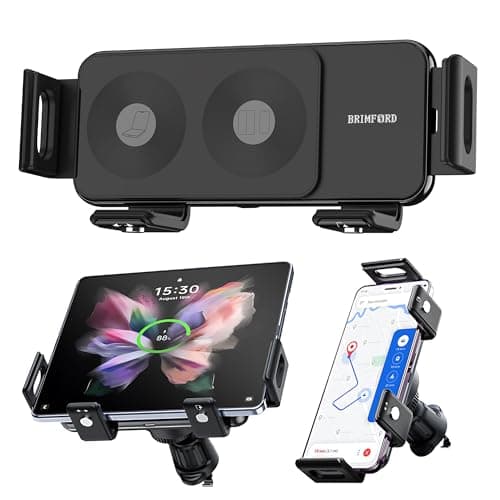 BRIMFORD 車載ワイヤレス充電器 自動開閉 90度回転 15W急速充電 車載ホルダー デュアルコイル ワイヤレスカーチャージャー for Samsung Galaxy Z Fold6 Z Fold5 Fold4 Fold3 Z Flip6/5 S24/S23 Ultra,iPhone 16/15/14/13などQi機種対応 エアコン吹き出し口用 車載充電器