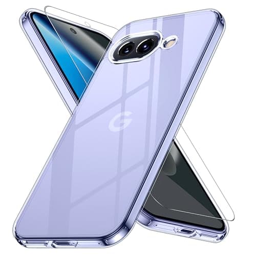 Google Pixel 10a 用ケース クリア 黄変防止 グーグルピクセル10a 専用 耐衝撃 ガラスフイルム保護付き 指紋防止 落下防止 耐久性 ストラップホール付 薄型 軽量 ソフトカバー ワイヤレス充電対応 googleピクセル10a対応のケース JUSTCOOL