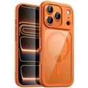 JETech iPhone 17 Pro Max 6.9インチ用 マグネット ケース MagSafeに対応 衝撃吸収 バンパーカバー ソリッドカラーマットTPUフレーム 傷つけ防止 クリアバック (オレンジ)