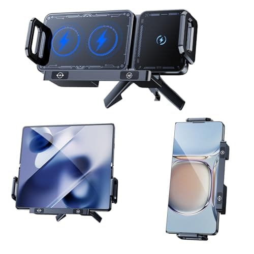 xuenair 15W スマホホルダー 車 ワイヤレス充電 自動開閉 90度回転 車載ワイヤレス充電器 iPhone 17 16 15 Z Fold 7 6 5 Sony Xperia Kyocera NEC Sharpスマートフォン対応 3本足の通気口フック 車 SUV ピックアップトラック用