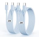 USB C ケーブル 2M 2本 PD対応 60W急速充電 【PSE認証】 USB C to C コード 純正品 type-c ケーブル 高速データ 断線防止 iPhone 17/16/15 Pro/Plus/Pro Max、MacBook Pro/Air、iPad Pro/Airなどtype-c機種対応 充電コード(ブルー)