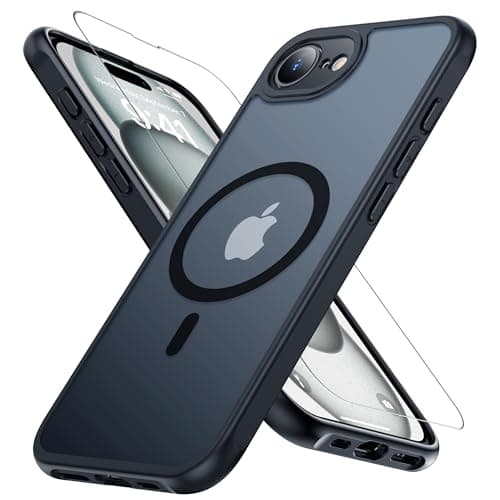 iPhone 17e 用 ケース 【Magsafe対応・米軍MIL規格】 半透明 ガラスフィルム付き アイフォン 17e 用 ケース 耐衝撃 アイホン17e 用 スマホケース 黄ばみなし 指紋防止 耐久性 マット感 あいほん 17e 用 カバー 磁力強化 ストラップホール付き 薄型 軽量 ワイヤレス充電対応 マットブラック 6.1インチ JUSTCOOL