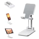 スマホスタンド ホルダー角度、幅と高さ調整可能な携帯電話卓上スタンド PCスタンド【滑り止め/充電便利/折りたたみ式】 iPhone/iPad/Android/Nintendo Switch Lite/Kindleなど携帯電話 タブレット ゲーム機 電子書籍 ホワイト (白) (白)