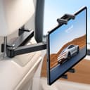 【2025新型・伸縮アーム】 Lamicall 車 タブレットホルダー 後部座席：収納可能アーム＆ほるだー ヘッドレスト ipad/スマホ 360度回転 アルミニウム製アーム ホルダー バーの調整範囲94-160mm 4.7-13インチ 26ｍｍ 厚手対応 アイパッド/モニター/スイッチ/スマホ 後席 真ん中 ipad/fire HD/android/kindle/iphoneシリーズに対応