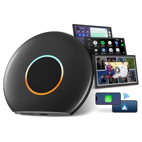 【未来の運転体験】CB6 AI Box (カープレイ AIボックス) 2025年版 ChatGPT搭載AIと会話、CarPlay ワイヤレス& Android Auto、GPS内蔵/画面分割、YouTube/Netflixなど視聴可能、SIMカード、4GB+64GB、ブラック【技適取得済み品】