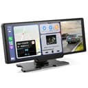 Kuayvan ディスプレイオーディオ 4Kフロントカメラと1080Pリアカメラ付き 10インチ ポータブル カーオーディオ CarPlay＆Android Autoに対応 カーナビ オーディオ一体型ナビ ミラーリング対応 WiFi Bluetooth接続 車Bluetooth音声出力可 ステレオ AUX FMトランスミッター ナビ 音楽 電話 64GBカード含み 工事不要 日本語説明書 ブラック