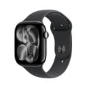Apple Watch Series 11(GPSモデル)- 46mmジェットブラックアルミニウムケースとブラックスポーツバンド - M/L、睡眠時無呼吸、高血圧パターン、血中酸素、心電図、排卵推定、心拍数、服薬、マインドフルネス、ノイズ、睡眠スコア、転倒検出、IPX6X防塵、泳げる耐水、Suica対応、高速充電対応