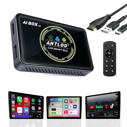 ANTLOD CarPlay AI Box【新登場】Android 12.0システムを搭載 4G+32Gメモリ YouTube/Netflixなどの動画再生に対応しています CarPlay ワイヤレスとAndroid Auto ワイヤレス 分割画面 スクリーンミラーリング HDMI出力端子搭載 リモコン&HDMIケーブル付き 98%以上の車種適用 技適認証取得済み 日本語取扱説明書付き
