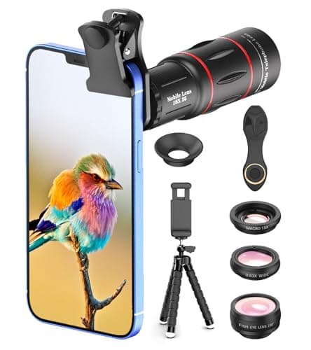 Apexel 望遠レンズ 単眼鏡 18X望遠レンズ/魚眼レンズ/広角レンズ/マクロレンズ 4in1スマホレンズセット HD レンズ くねくね三脚 スマートフォン用 クリップレンズ 野球観戦/ライブ/コンサート/運動会/旅行 iPhone Android タブレットなど多機種対応 ブラック