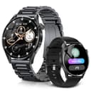 スマートウォッチ ChatGPT【2026最新・第3世代】FOSMET QS40 iPhone アンドロイド対応 Smart Watch 丸型 メンズ 10日間のバッテリー持ち 常時表示 AI文字盤 1.43インチ AMOLEDディスプレイ サファイアガラス搭載 通知や通話機能付き自動運動検知 3ATM防水 付属ベルト2本 (ブラック)
