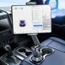 eSamcore カップホルダータブレットマウント 車載用 伸縮アーム15インチ(38cm)調節 360°回転 深さ4cm対応 iPad Pro/Air/Mini 折り畳みスマホ対応（iPhone/Galaxy Z Fold）
