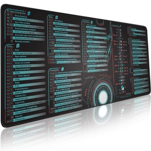 Windows、Office、Excel、Adobe Photoshopショートカットキー拡張大型マウスパッド | PC用ゲームデスクマット ステッチエッジ ノンスリップベースマウスパッド、キーボードマット