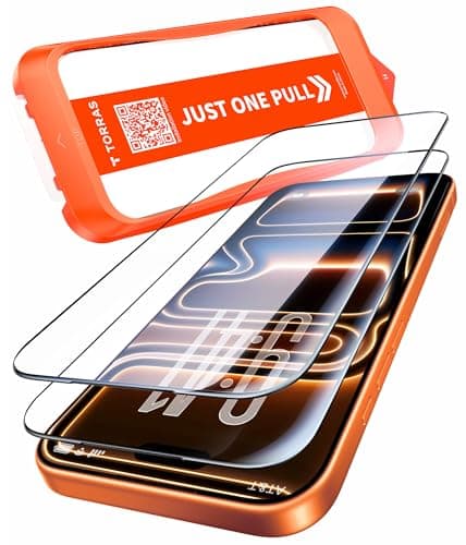 TORRAS フィルム For iPhone 17 Pro Max ガラスフィルム 航空宇宙ガラス 周り浮き防止 9H+硬度 米軍MIL規格 全面保護 10倍強化 極細ベゼル対応 ラウンドエッジ 超簡単貼り付け ワンプル(Just One Pull) ガイド枠付き 指紋防止 サラサラ 落下・破損防止 2枚セット 6.9インチ いphone17promax 用 保護フィルム GlassGo Ultra