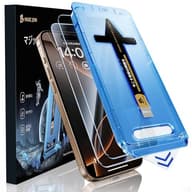 【光沢】 MAGIC JOHN 対応 iPhone 16 Pro ガラスフィルム 2枚セット ガイド枠一体式 貼りやすい ズレなく 気泡レス 高透過率 触り心地良い 黒縁あり