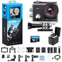 AKASO EK7000 Pro + 64GBメモリカード 4K アクションカメラ 2000万画素 タッチパネル式 Type-C外部マイク対応 手ブレ補正 WIFI搭載 広角レンズ 40m防水 水中カメラ HDMI出力 スポーツ リモコン付き 2つ1350mAhバッテリー 豊富なアクセサリー ウェアラブルカメラ
