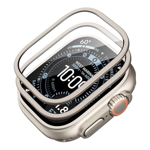 ESR 2枚入り Apple Watch Ultra 3/2/1 ガラスフィルム (2025/2024/2023/2022年、49mm)用保護フィルム 米軍MIL規格保護 強化ガラスフィルム＆アルミニウム合金フレーム仕様 耐傷性 指紋防止 チタニウム