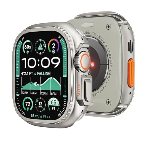 LIRUWECH for Apple Watch Ultra 3/Ultra 2/Ultraケース 49mm 亜鉛合金素材 アップルウォッチウルトラバンパー アップルウォッチウルトラカバー+背面ケースの2 in 1デザイン 防傷 耐衝撃 Apple Watchアクセサリー apple watch ultra case (49mm,チタンカラー)