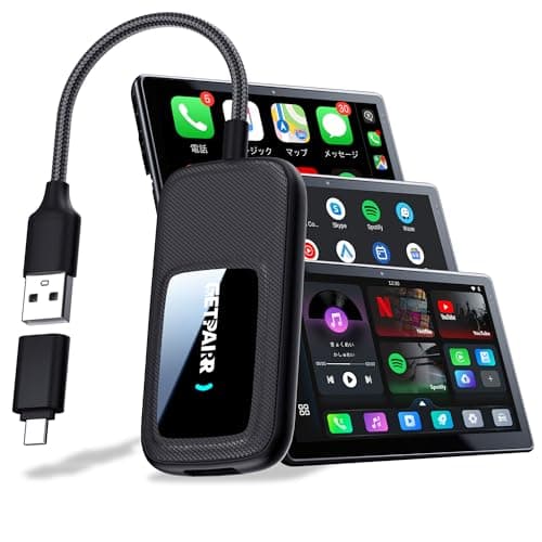CarPlay AI Box GETPAIRR ワイヤレスCarPlay/Android Auto対応 Android 12独立システム 3 in 1 AI ボックス 4GB+32GB Wi-Fi 6 車でYouTube/Netflix/Prime video/Spotifyなど動画視聴可能 FOTAアップデート リモコン対応 有線CarPlay車専用 技適認証済み