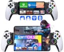 Elekasumi スマホコントローラー【Switch1/2/OLED/iPhone/iPad Mini/Android/PC全機種対応】Bluetoothゲームコントローラー 4段階振動+ターボ連射機能 ホール効果スティック 6軸ジャイロセンサー RGBライト 20cm伸縮