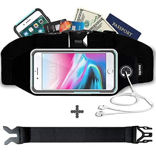 Running Sports Belt, Waist Pack, Workout Fitness Fanny Gear for Apple iPhone X, 8, 7, 6 Plus, SE, Samsung S8+ with Case (OtterBox Commuter & LifeProof, or Others). Chest Pouch for Women & Men[Black] 141［並行輸入］