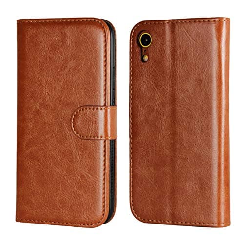 Cavor iphone XR ケース 手帳型 iphone XR ケース 手帳ケース iphone XR カバー 手帳 iphone XR カバー iphone XR ケース サムスン ギャラクシー Z3 ケース 携帯 カバー 手帳型 財布型 横開き クレイジーホースレザー 製(PUレザー) 二合一设计 マグレット ベルト付き 携帯カバー 手帳型 上質PUレザー クレイジーホース おしゃれ 人気 - ライトブラウン