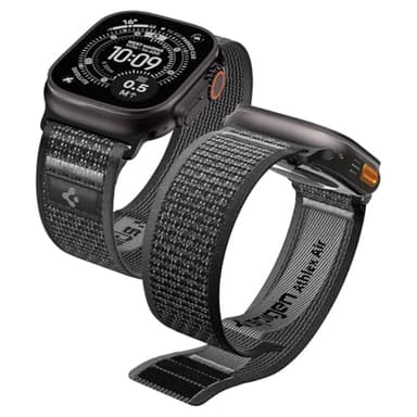 Apple Watch バンド 49/46/45/44mm【簡単でしっかり装着】 Apple Watch Ultra3/Ultra2/Ultra/11/10/9/8/7/6/5/4/SE3/SE2/SE 対応 ストラップ ファブリック素材 通気性 アスレックス・エア AMP11113 (アクティブ・ブラック・グレー)