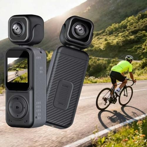 【前面&背面カメラ搭載】 ポータブルアクションカメラ Vlog デュアルフロント Wi-Fi接続 4K 130°広角レンズ 180°回転 手ぶれ防止 2000mAh バッテリー 1.5インチIPSディスプレイ 自撮り・動画撮影に最適 スマホ連携 旅行・日常・趣味記録