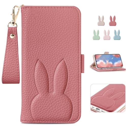 Kahper For Google Pixel 8a ケース 手帳型 人気 スマホケース Pixel 8a 携帯ケース グーグル ピクセル 8a ケース 手帳型 可愛い ウサギ どうぶつ 柄 女性 カード収納 横置き機能 googleピクセル8a ケース グーグルピクセル8a ケース 衝撃吸収 スタンド機 能付き 肌感レザーかわいい 動物柄 Pixel 8a ，6.1inch,スイカレッド