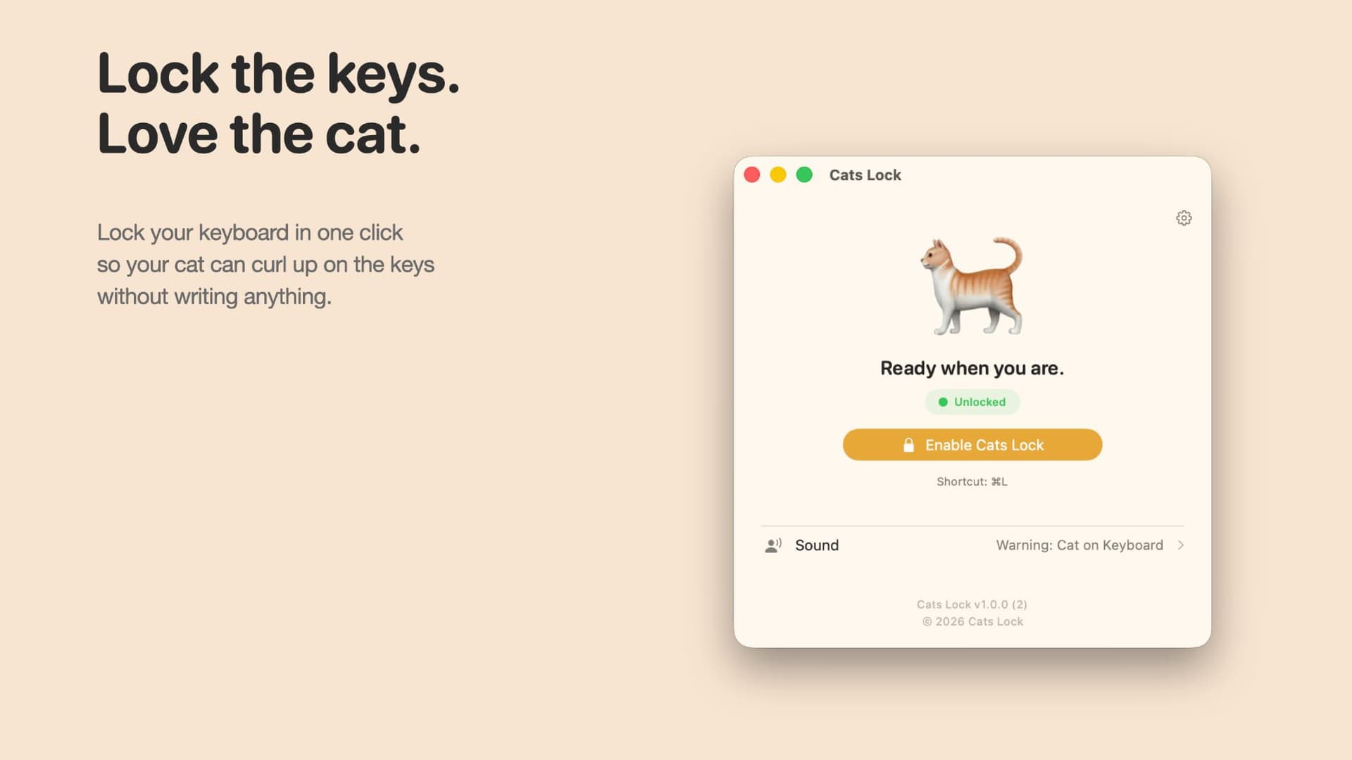 猫のキーボード悪戯を防ぐMacアプリ「Cats Lock」が登場