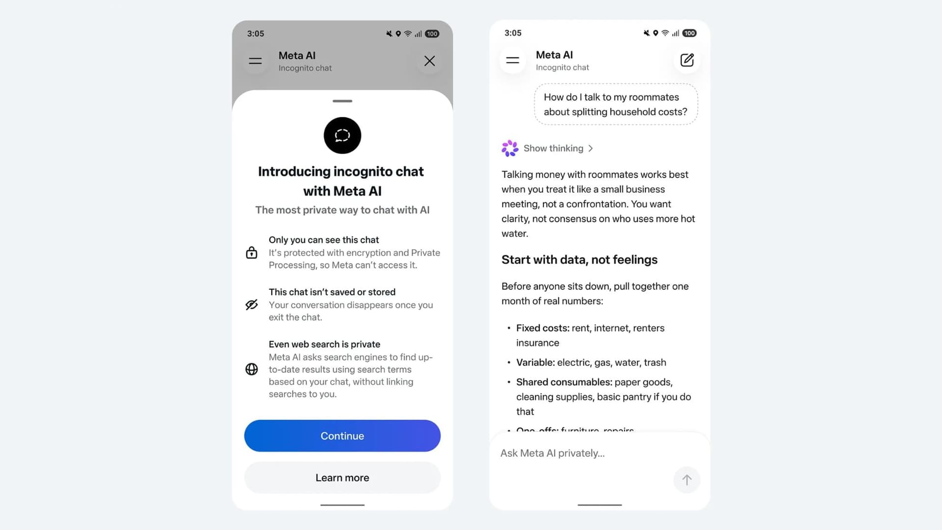Meta AIに会話が残らない「シークレットチャット」機能が登場