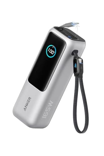 Anker Power Bank (25000mAh, Built-In & 巻取り式USB-Cケーブル) 【PD対応/PSE技術基準適合/USB-C入力対応 / 165W出力 MacBook PD対応Windows PC iPad Pro iPhone 17 / 16 / 15 Galaxy Android スマートフォン ノートPC 各種 (シルバー)