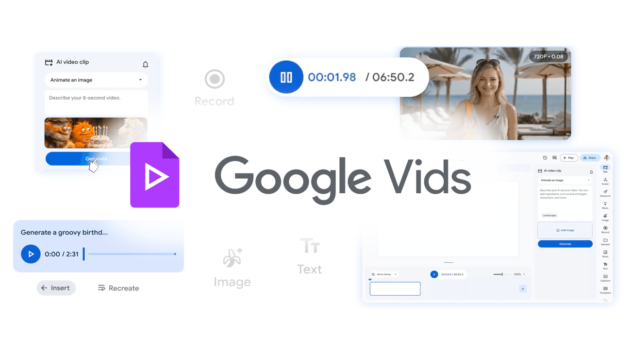 Google Vidsが無料でAI動画生成に対応、音楽やアバター機能も追加
